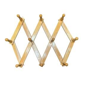 Retro style 10 Peg- accordion style expandable- light brown Rack 2.5 in pegs
